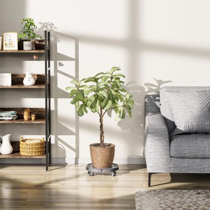 DEWEL 花台 鉢受プレート移動できる 植木鉢台 キャスター付き 伸縮タイプ サイズ調節可 ブレーキ付き 360°移動便利 調節可能 滑り止め 38.5-52.5cm伸縮可能 円形と矩形対応 高さ11㎝ 耐荷重200kg