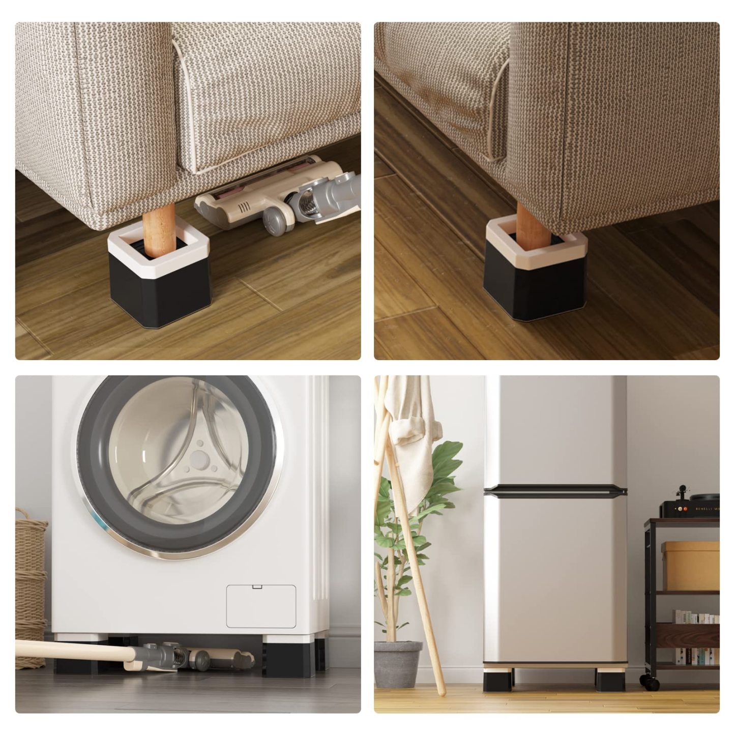 DEWEL 洗濯機かさ上げ台 高さ調節 洗濯機 冷蔵庫 ソファー こたつ用置き台 4個セット 防振防音ゴムマット 振動 異音吸収 滑り止め 床に傷防止