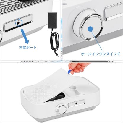 DEWEL ネイル集塵機 ネイルダストコレクター 卓上集塵機 強力吸引 吸収力調節可能 4500rpm回転数 手首が保護でき マット付き 説明書付き 交換用フィルター付き 掃除簡単 静音 ネイルマシン