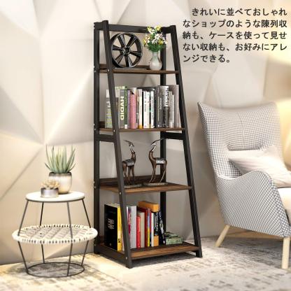 DEWEL 棚 オープンシェルフ ラック スリム 幅50×奥行45×高さ140cm 4段 オープンラック おしゃれ 収納棚 本棚 木製 ディスプレイラック シェルフ フリーラック フラワースタンド 飾り棚 リビング収納 組立品