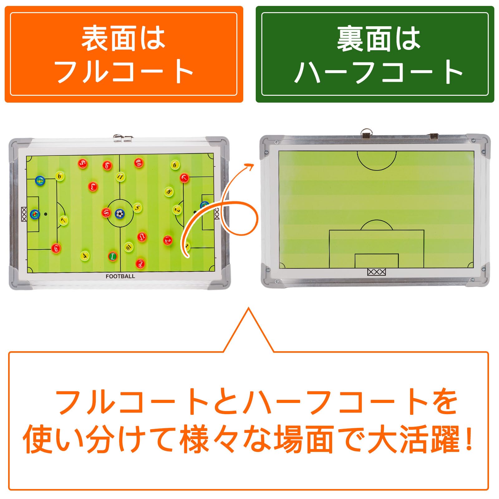 DEWEL アルミニウム合金 サッカーボード 作戦ボード 作戦盤 コーチングボード マグネット 専用ペン付き 戦略指導 戦術ボード 作戦板 タクティックボード