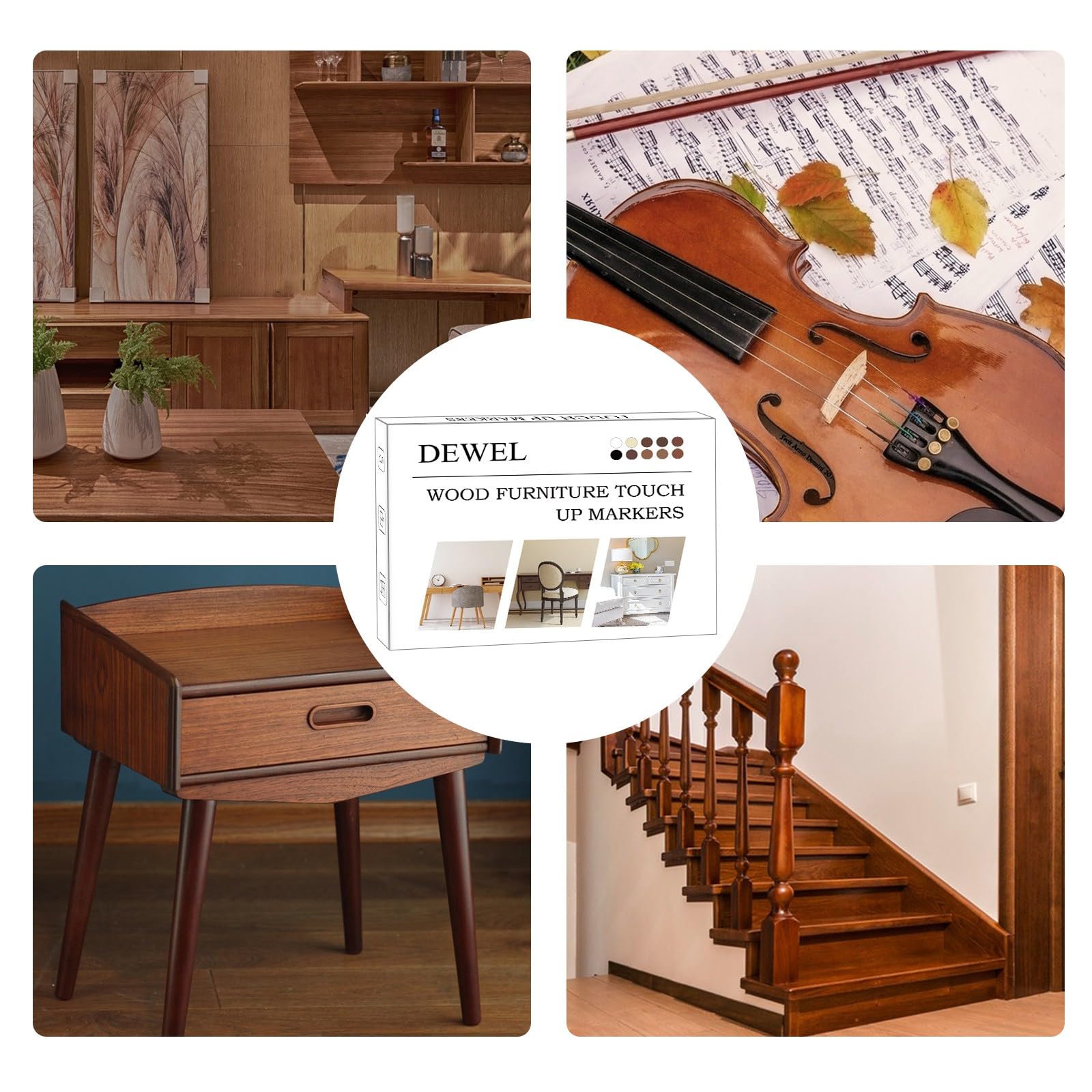 DEWEL フローリング 補修 ネジ穴 補修 家具 補修 クレヨン 10色 床 傷消し 家具修理クレヨン キズ隠し、ひび割れ、釘目など補修 ヘラ付き