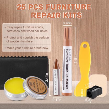 DEWEL 木製品キズ補修セット 家具 補修ペン 家具補修マーカー フローリング補修 10色補修ペン 10色補修棒 床 ドア剥がれ 棚 家具補修 キズ隠し ひび割れ、傷、焼灼、変色など補修 芯削り器付き 20本セット 家具の傷、汚れ用