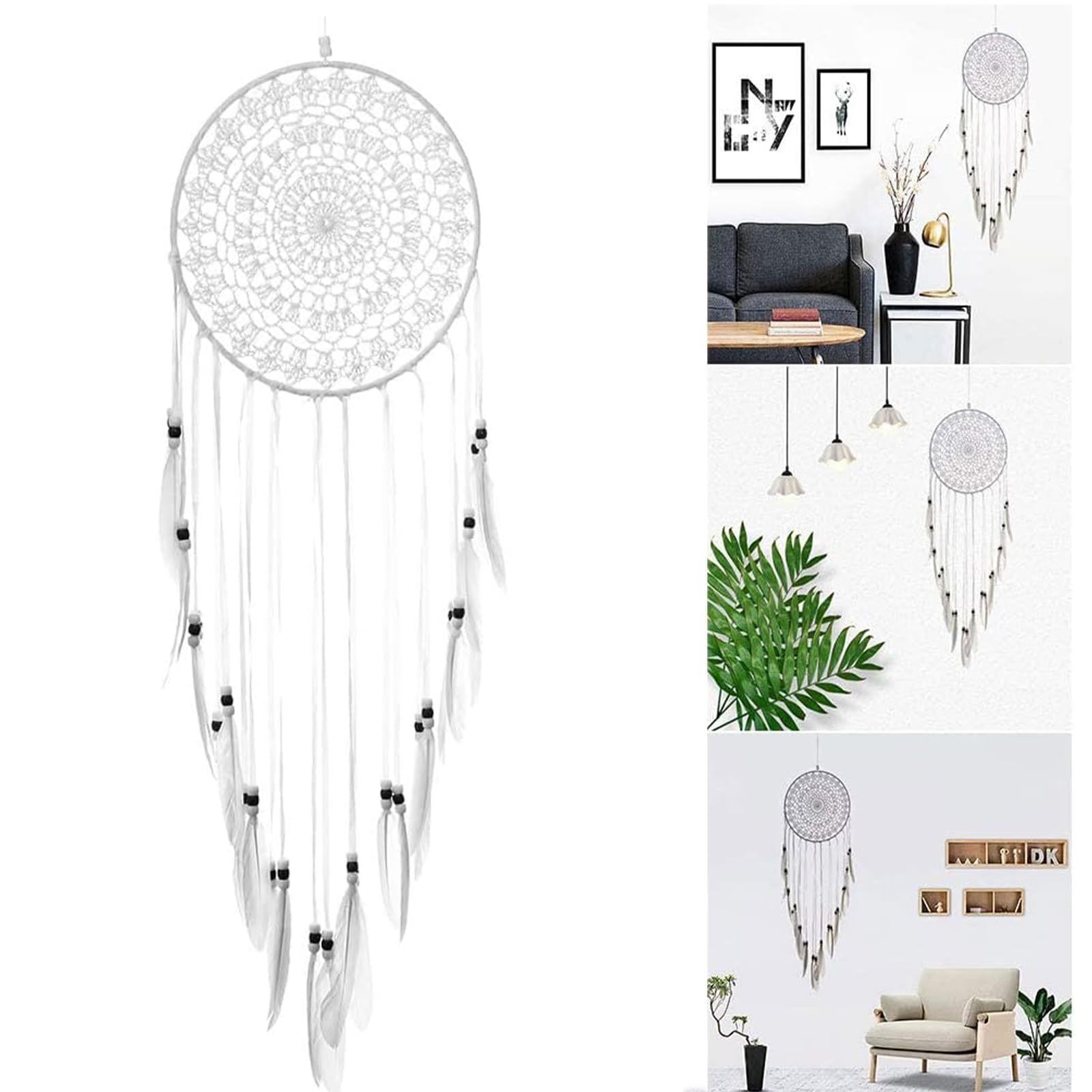 DEWEL ドリームキャッチャー 怖い夢のキャッチャー 捕夢網 幸せ守る 手作り編み 装飾品 誕生日 夢のキャッチャー 風鈴 壁掛け 車飾り 羽飾り 羽根 プレゼント 1個入り 工芸品ぶら下げ飾り インテリア 贈り物 ペンダント 新築祝い 部屋飾り 窓飾り ドリーム 吊り下げ