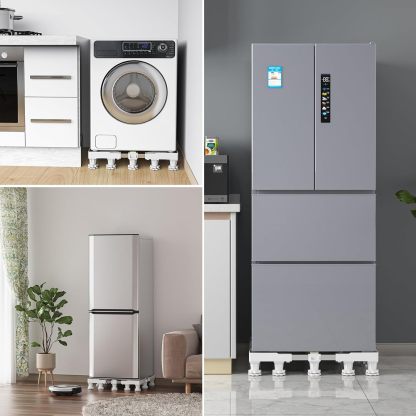 DEWEL 洗濯機 台 12足 排水パン 4中央足 奥行/幅:47～70cm 耐荷重:500㎏ かさ上げ台 洗濯機パン 冷蔵庫 台 伸縮式 振動異音軽減 ドラム式・全自動洗濯機対応