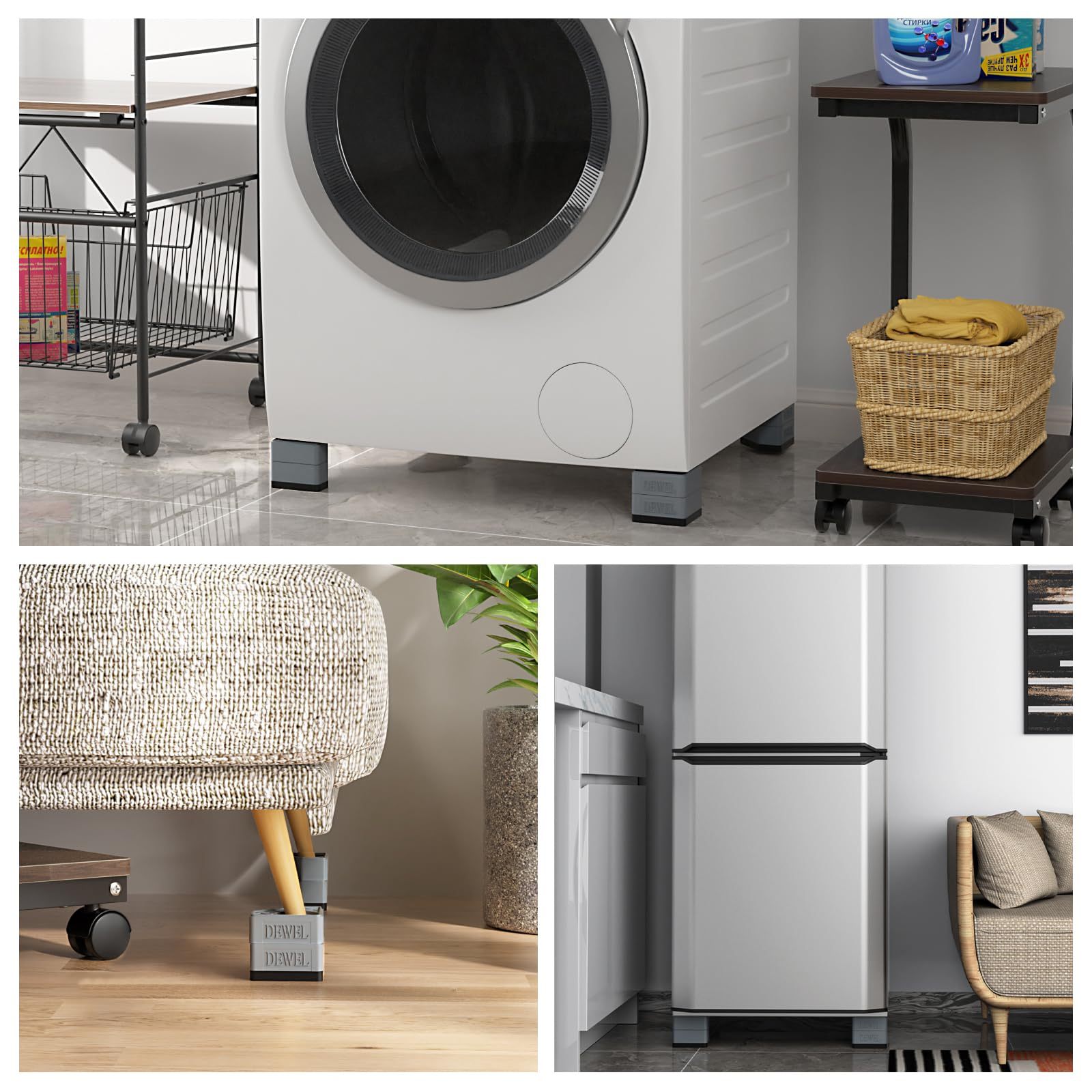 かさ上げ台 防振ゴム 高さ調節 二層4個入り 耐荷重500kg 洗濯機置き台 大型家電対応 振動騒音吸収 滑り止め 水たまり防止 防振タイプ 安定性 耐久性