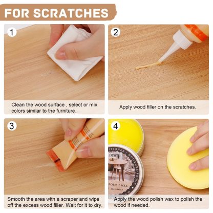 DEWEL 木製品キズ補修セット フローリング 補修 家具 補修 6色補修クリーム フローリング 補修 パテ ドア 剥がれ 補修 キズ隠し ネジ穴、ひび割れ、釘目、傷、焼灼、変色など補修 フローリング 穴埋めパテ