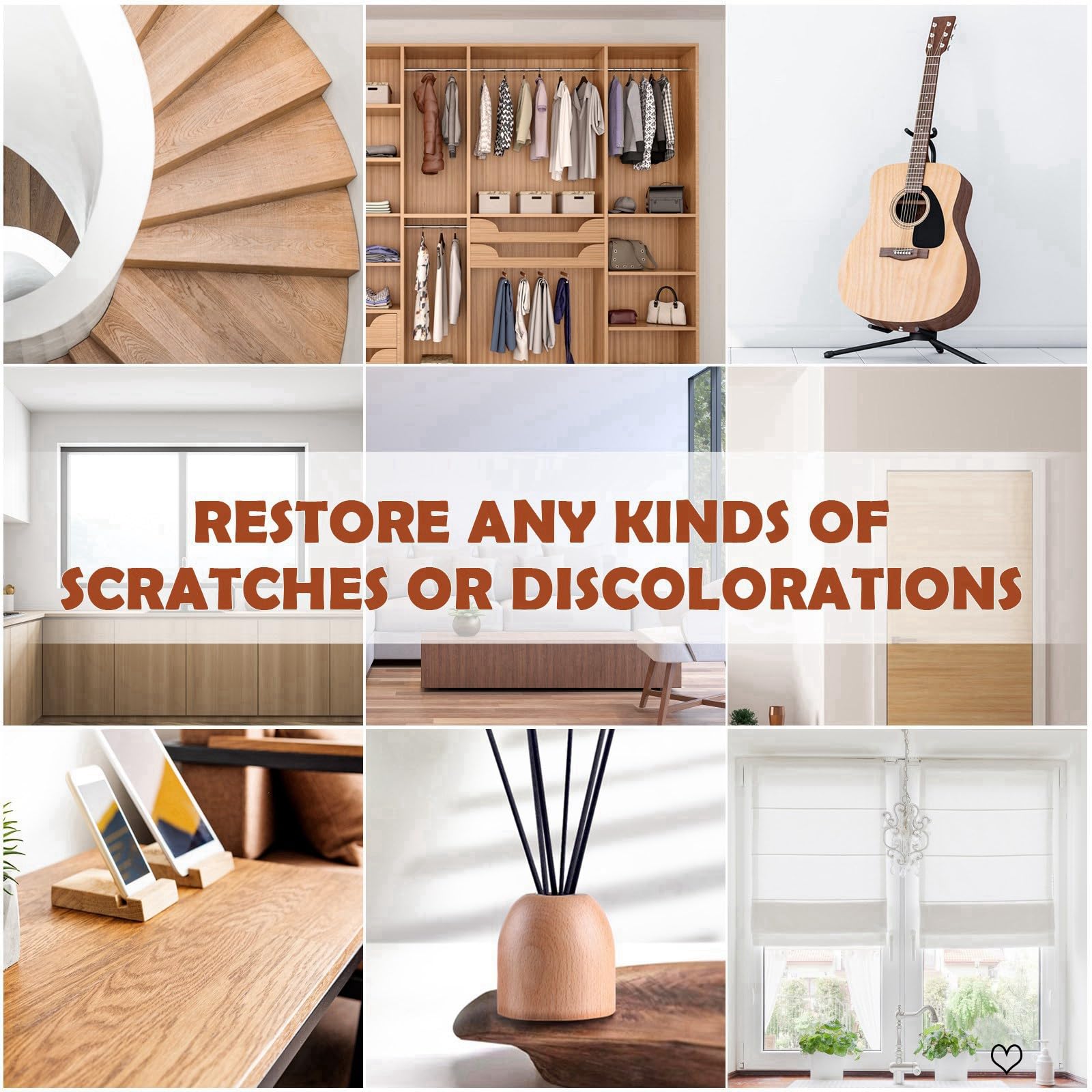 DEWEL 木製家具修理キット、アップグレード木材フィラー、ワックススティック付き家具タッチアップマーカー、傷、ひび割れ、穴、ラミネート、テーブル、ベッドポスト用の床タッチアップキット42個