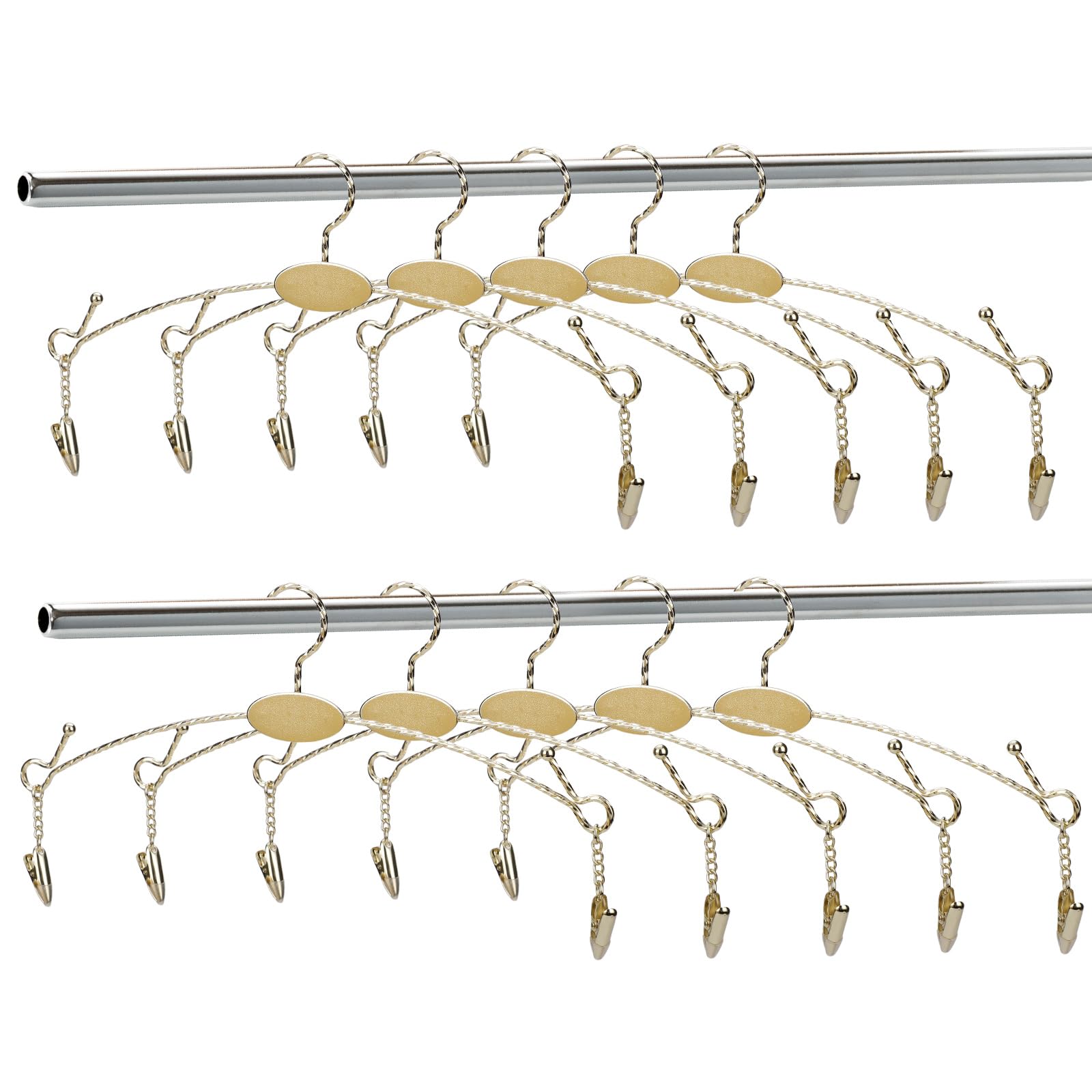 下着ハンガー 洗濯ハンガー クリップハンガー 10本組 クリップ付き 落ちない ゴールド 物干しはんがー 小物ハンガー ステンレス 金色 型崩れ防止 スリムタイプ 子供用 靴下/下着/タオル/ブラジャーなど用 家用 頑丈