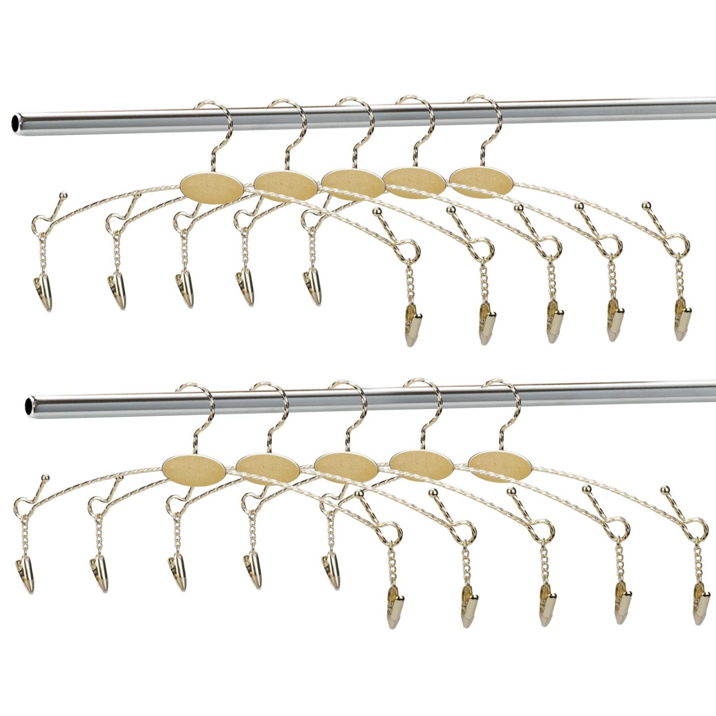 下着ハンガー 洗濯ハンガー クリップハンガー 10本組 クリップ付き 落ちない ゴールド 物干しはんがー 小物ハンガー ステンレス 金色 型崩れ防止 スリムタイプ 子供用 靴下/下着/タオル/ブラジャーなど用 家用 頑丈