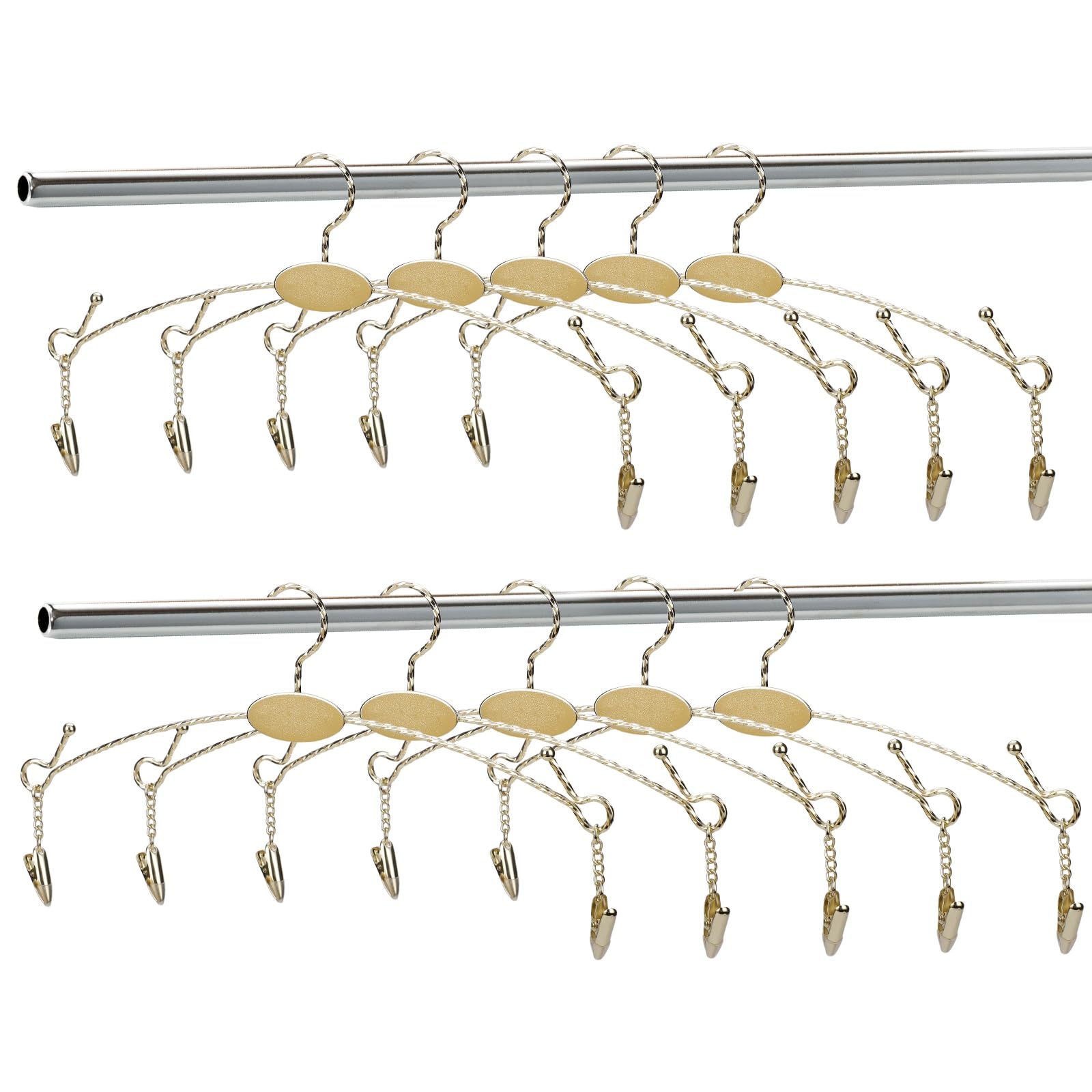 下着ハンガー 洗濯ハンガー クリップハンガー 10本組 クリップ付き 落ちない ゴールド 物干しはんがー 小物ハンガー ステンレス 金色 型崩れ防止 スリムタイプ 子供用 靴下/下着/タオル/ブラジャーなど用 家用 頑丈