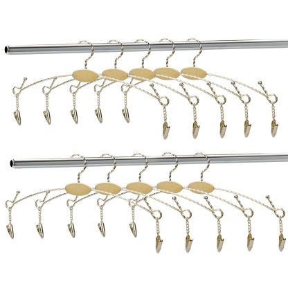 下着ハンガー 洗濯ハンガー クリップハンガー 10本組 クリップ付き 落ちない ゴールド 物干しはんがー 小物ハンガー ステンレス 金色 型崩れ防止 スリムタイプ 子供用 靴下/下着/タオル/ブラジャーなど用 家用 頑丈