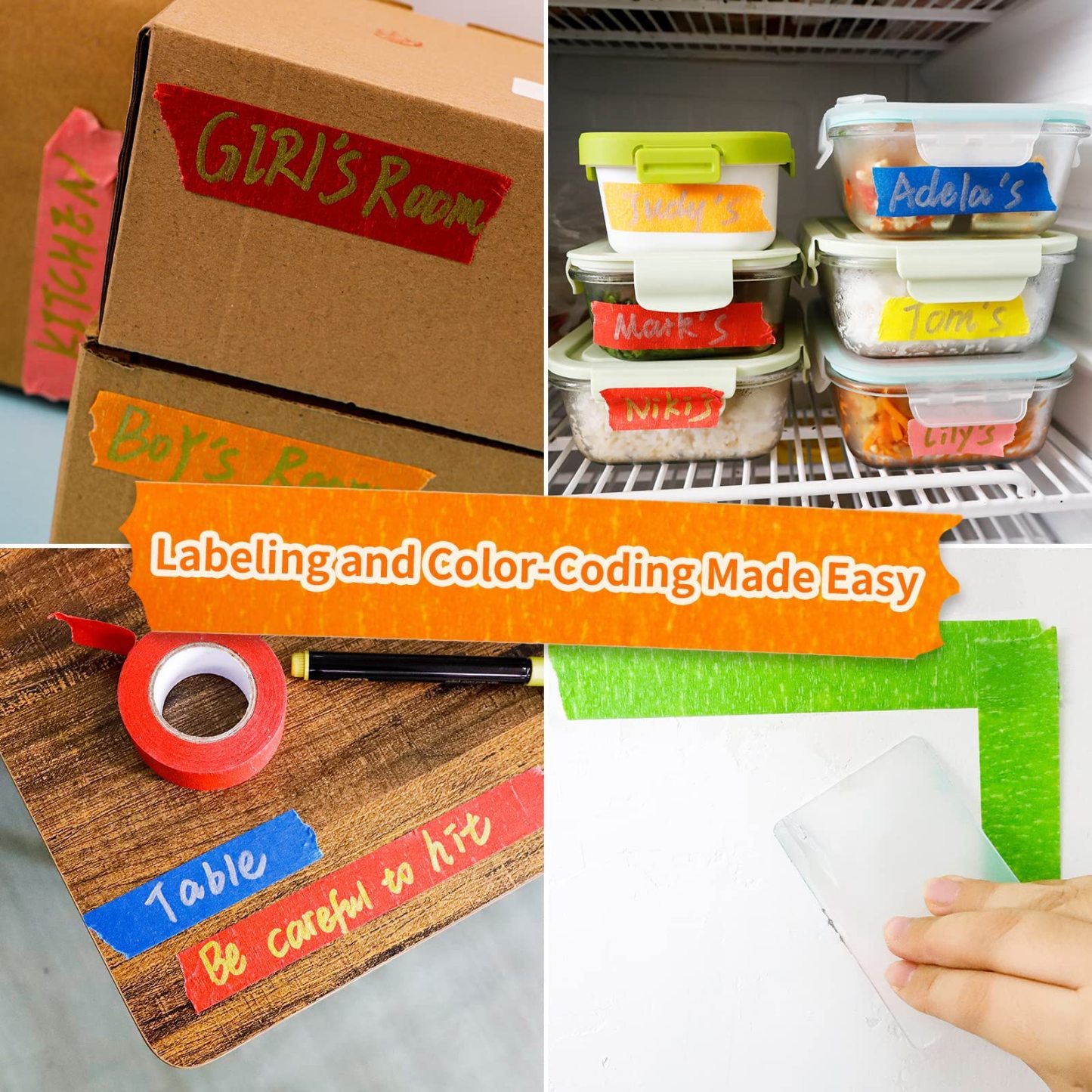 DEWEL マスキングテープ カラフル クラフトテープ インテリアテープ DIYアート用品 (6色, 幅2.5cm 長20m)