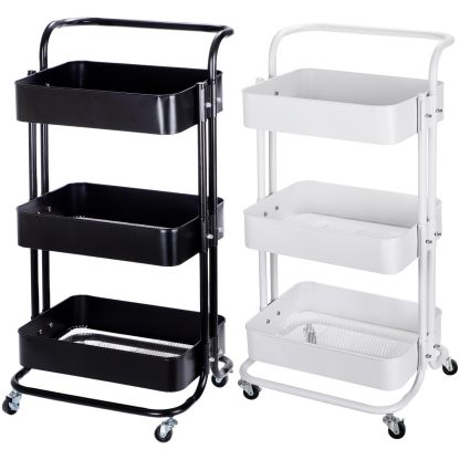 DEWEL 車輪付きユーティリティ キッチンワゴン 収納ローリングストレージカート 3層ローリングカート 収納ラック ワゴン 収納ワゴンアイランド 3段 キャスター付き 組立簡単 カート ユーティリティカート キャスター付き収納カート 味料調ラック バスケットラック キッチン、バスルーム、リビングルーム、ランドリー、化粧品用収納カート