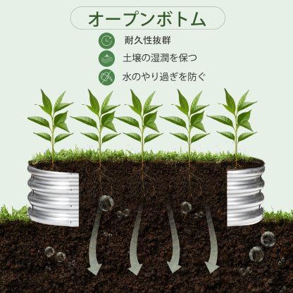 DEWEL レイズドガーデンベッド 亜鉛メッキ プランターボックス ガーデン 金属製 ガーデンベッド ガーデンボックス プランター 工具不要 屋外 野菜用 植物 花 (シルバー, 150x60x28cm)