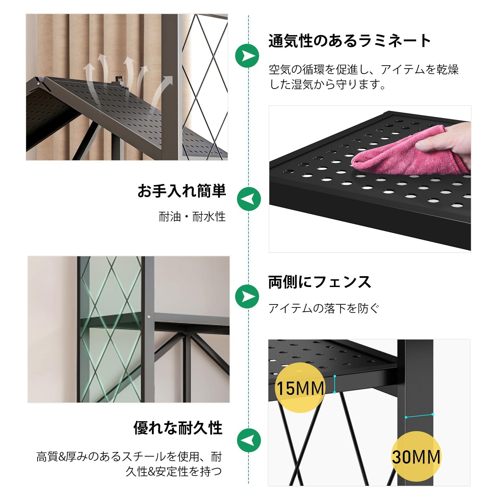 DEWEL 折り畳みラック 折りたたみ式スチールラック メタルラック 5層 幅71CM 360°キャスター付き ラック 収納ラック 収納棚 オープンラック 移動便利 防サビ加工 組立簡単 レンジ台 食器棚 寝室 書斎 応接間 幅71×奥行35×高さ161cm