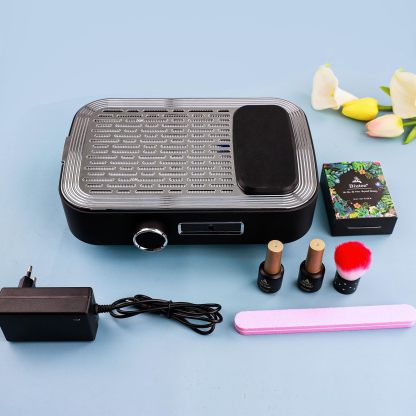 DEWEL ネイル集塵機 ネイルダストコレクター 卓上集塵機 強力吸引 吸収力調節可能 4500rpm回転数 手首が保護でき マット付き 説明書付き 交換用フィルター付き 掃除簡単 静音 ネイルマシン (ブラック)