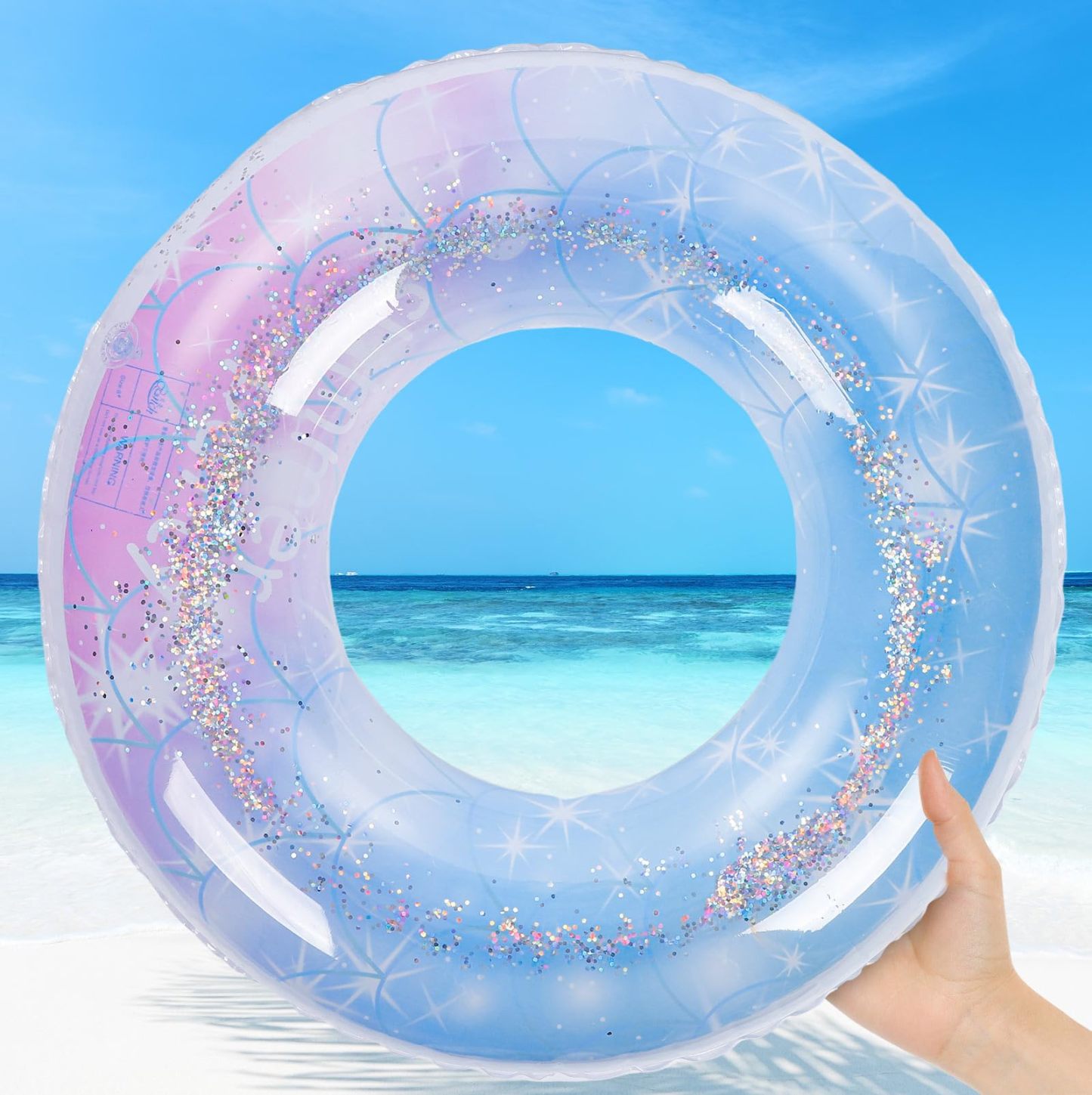 浮き輪 厚手 プール スイミング 水遊び キラキラ 可愛い 子供用 大人用 ラメ入り 海 夏 プール 強い浮力 [並行輸入品]