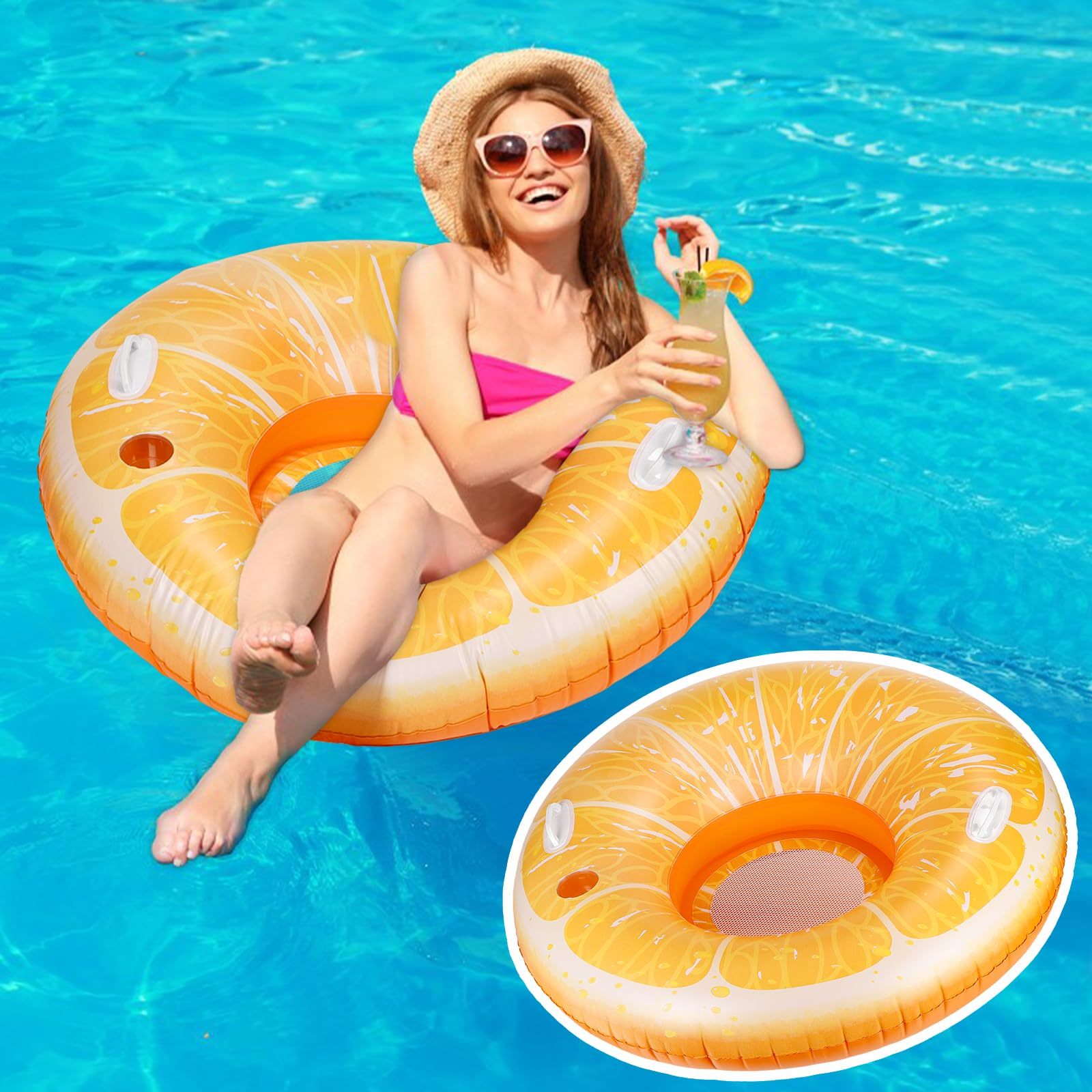 浮き輪 フロート 水上ハンモック 水上ソファー 取っ手付き 浮き輪ベッド 大人用 107*110cm 背もたれ付き 底面メッシュ素材 浮き輪 持ち手 水遊び 海水浴 海 夏 プール オシャレ 強い浮力 折りたたみ ビーチ プールパーティー 夏 旅行