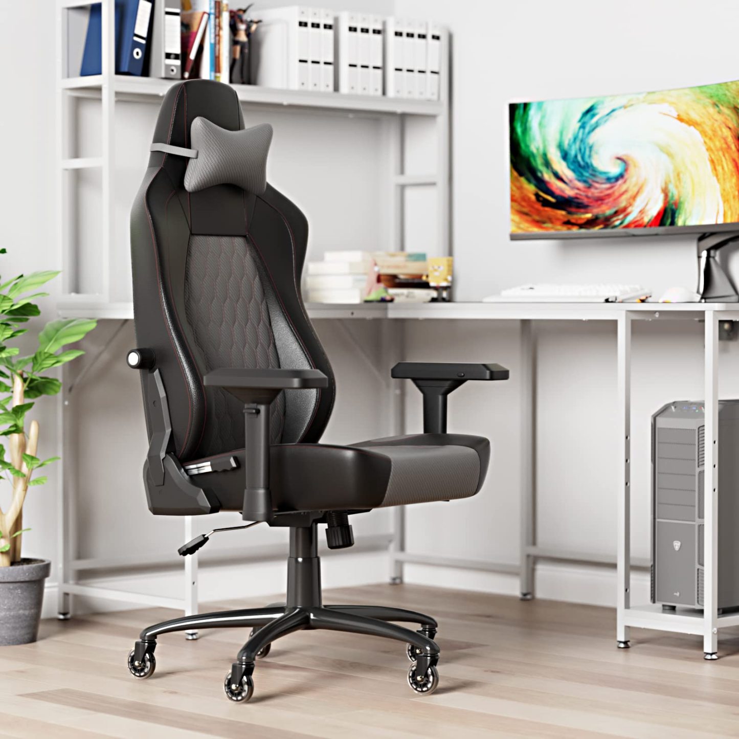 DEWEL イスキャスター 3インチ オフィスチェア キャスター 車輪 差込式 360度回転 静音 PU ゴム 交換用 ホイール径 77mm ステム直径 11mm 5個セット 耐荷重 230KG