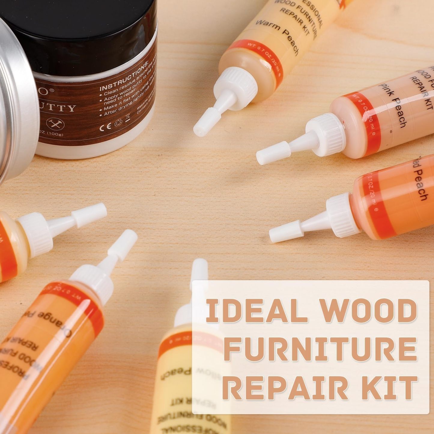 DEWEL 木製品キズ補修セット フローリング 補修 家具 補修 6色補修クリーム フローリング 補修 パテ ドア 剥がれ 補修 キズ隠し ネジ穴、ひび割れ、釘目、傷、焼灼、変色など補修 フローリング 穴埋めパテ