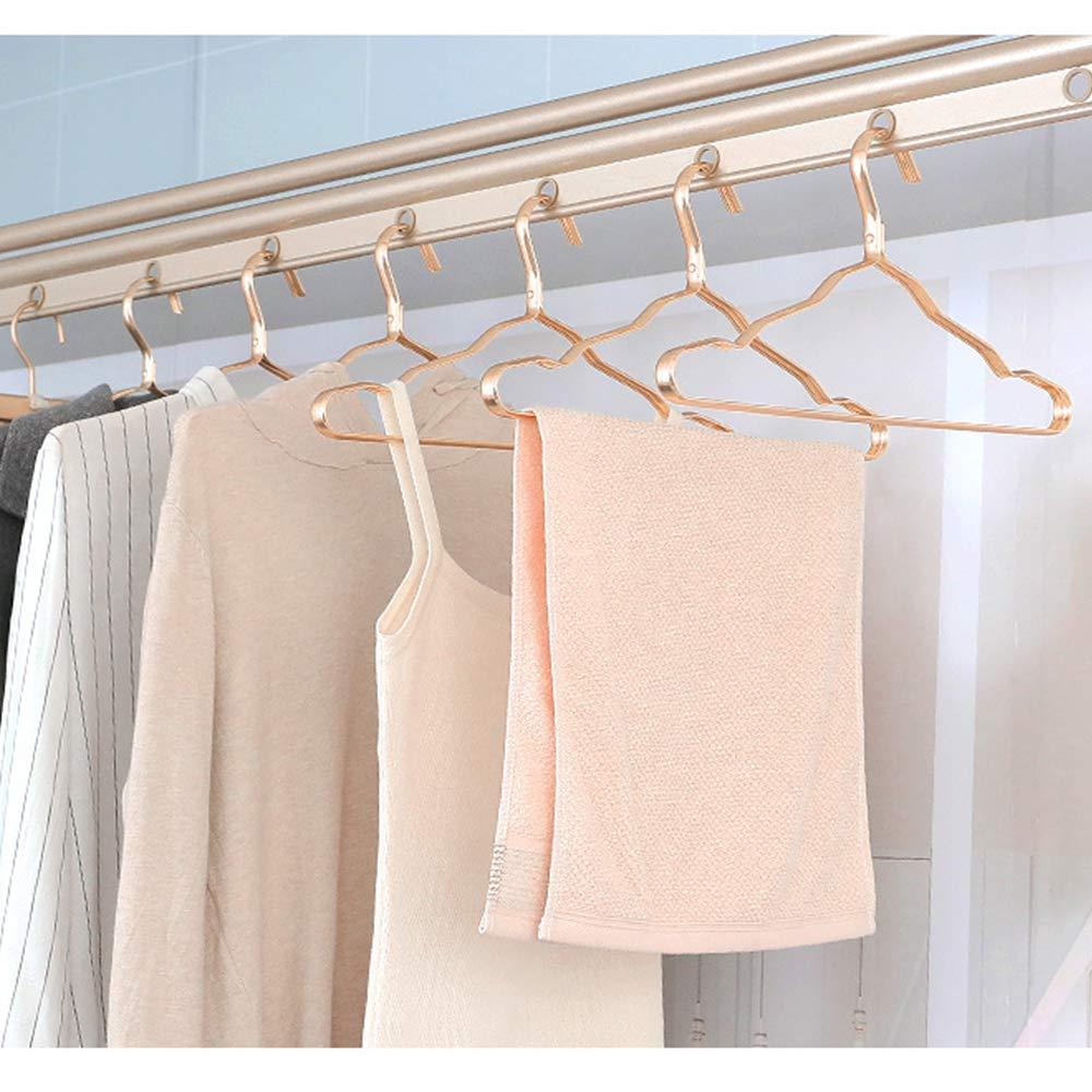 DEWEL ハンガー アルミニウム合金 メタル 衣類ハンガー 厚い 滑り止め 跡なし 洗濯ハンガー 家庭用 スーツハンガー インナー スカート ホテル用 厚い 洋服ハンガー ジャケット 壁掛け 10本セット (ゴールド)