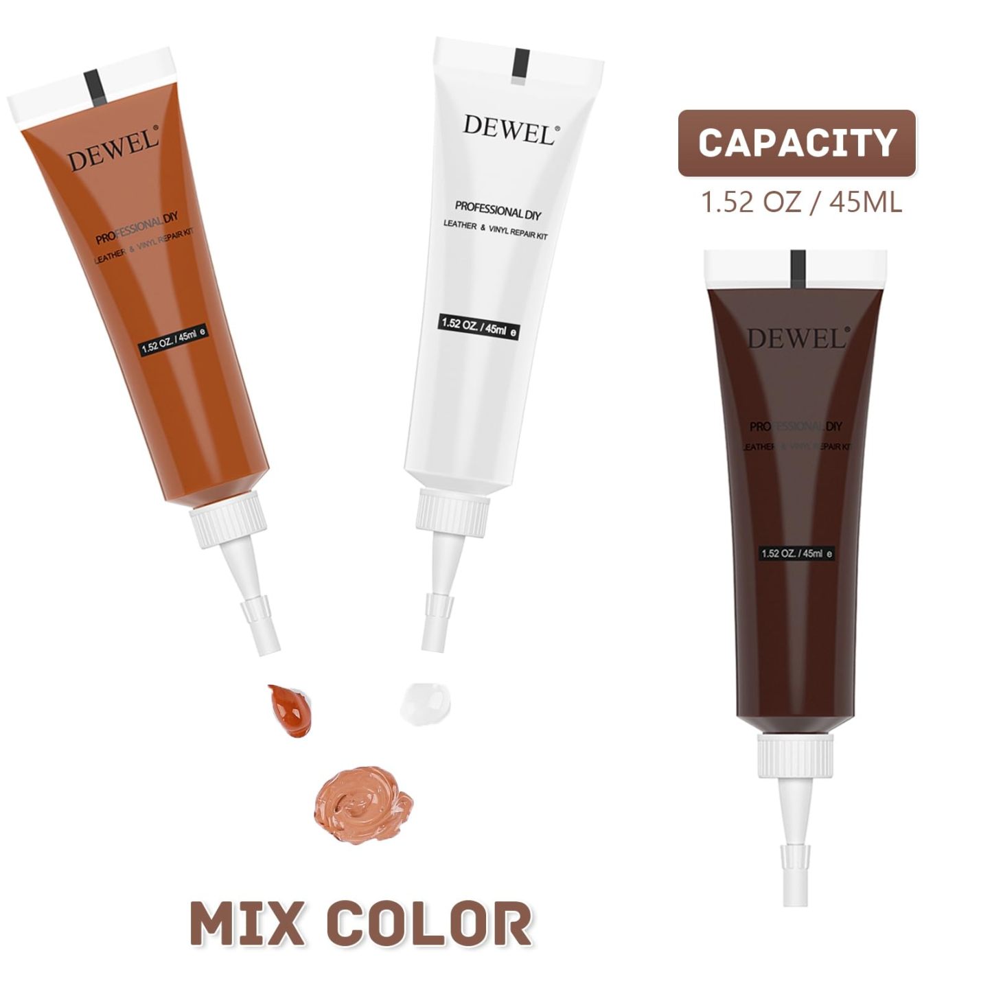 DEWEL 革 補修 レザーケアキット レザー 補修 革 補修クリーム レザーリペア 革色落ち補修 レザー補修クリーム 革 色 補修 革製品 キズ補修 皮革用補修 ソファ 革シート 財布 革ハンドル ベルト 革バッグなど補修 5色入り