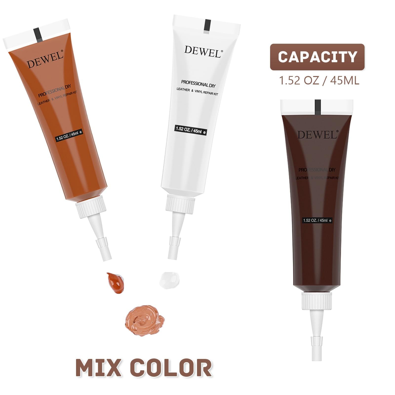 DEWEL 革 補修 レザーケアキット レザー 補修 革 補修クリーム レザーリペア 革色落ち補修 レザー補修クリーム 革 色 補修 革製品 キズ補修 皮革用補修 ソファ 革シート 財布 革ハンドル ベルト 革バッグなど補修 5色入り