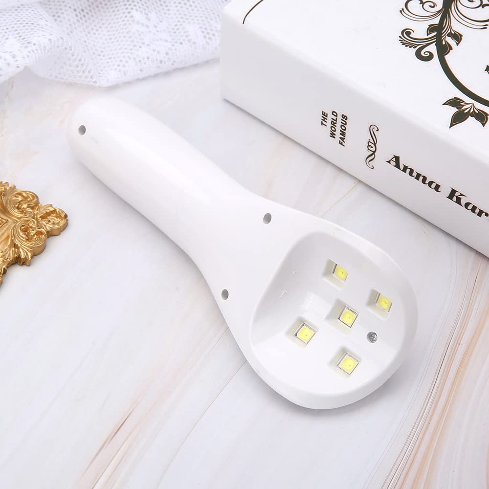 ネイルライト ネイルドライヤー UVライト 15W 5LEDs 充電式 LEDネイルドライヤー 持ち運びやすい ジェルネイル LEDライト 硬化ライト タイマー設定可能 ジェルネイル用 レジン用 レジンクラフト用 2階段タイマー機能 タイマー ホワイト 日本語説明書付き コードレス