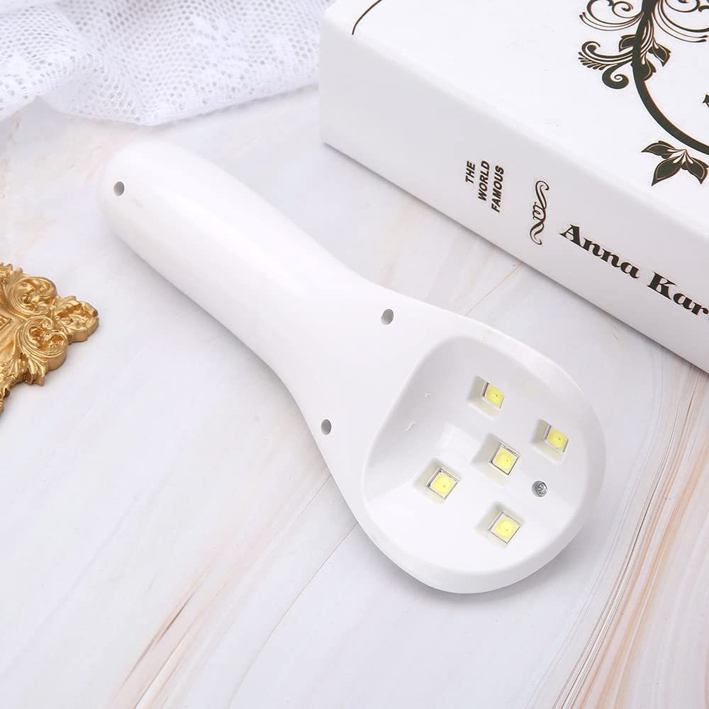 ネイルライト ネイルドライヤー UVライト 15W 5LEDs 充電式 LEDネイルドライヤー 持ち運びやすい ジェルネイル LEDライト 硬化ライト タイマー設定可能 ジェルネイル用 レジン用 レジンクラフト用 2階段タイマー機能 タイマー ホワイト 日本語説明書付き コードレス