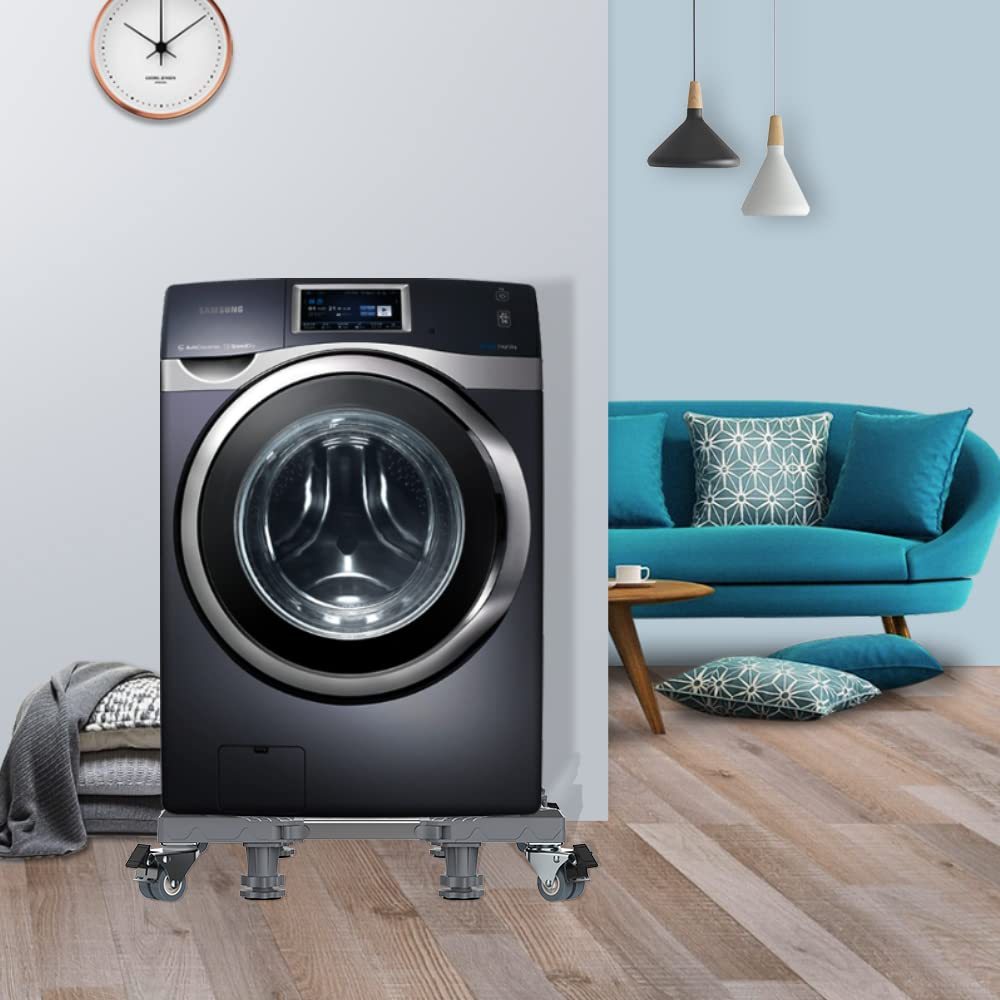 DEWEL キャスター付き 置き台 8輪4足式 昇降可能 奥行/幅:39～64cm 耐荷重:500kg ジャッキ付き 360度回転 冷蔵庫 台 異音振動軽減 移動ラクラク ネジ作業弊社お任せ