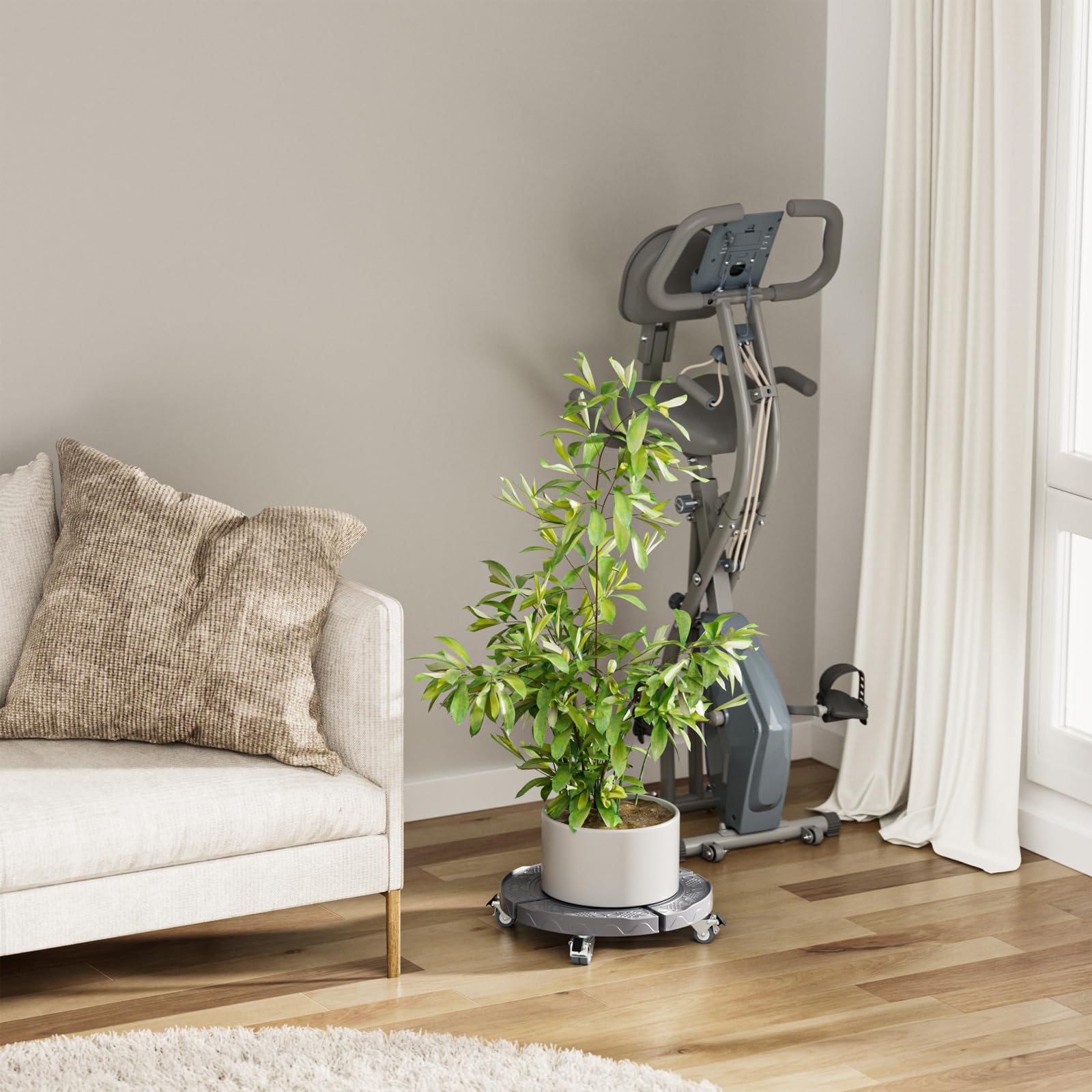 DEWEL 花台 鉢受プレート移動できる 植木鉢台 キャスター付き 伸縮タイプ サイズ調節可 ブレーキ付き 360°移動便利 調節可能 滑り止め 38.5-52.5cm伸縮可能 円形と矩形対応 高さ11㎝ 耐荷重200kg