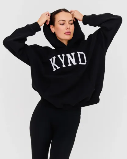 Oversized Varsity Hoodie - Black