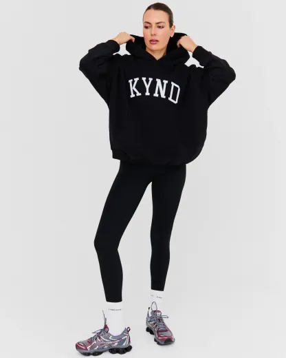 Oversized Varsity Hoodie - Black