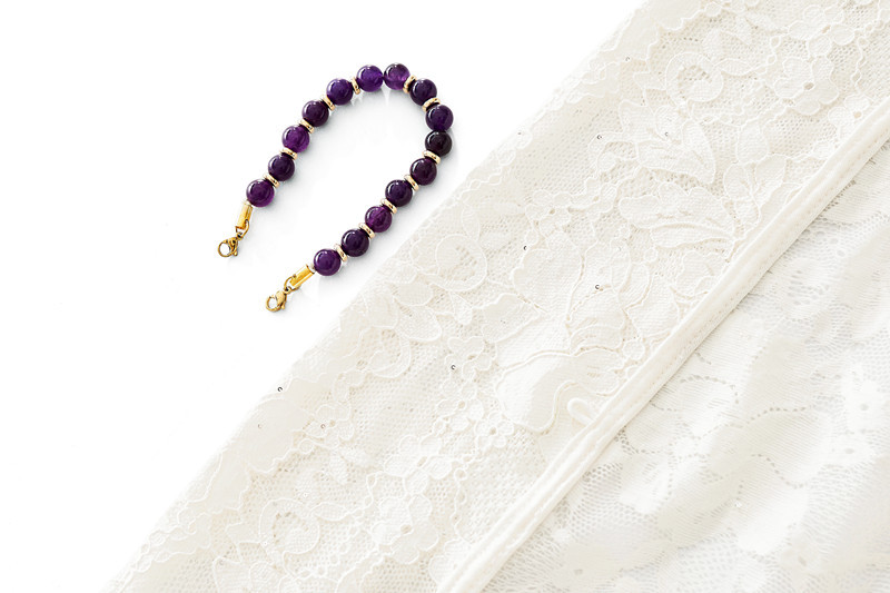 Monokimi モモンガコートのチェーン ショールのチェーン 全長18cm 玉8mm 紫