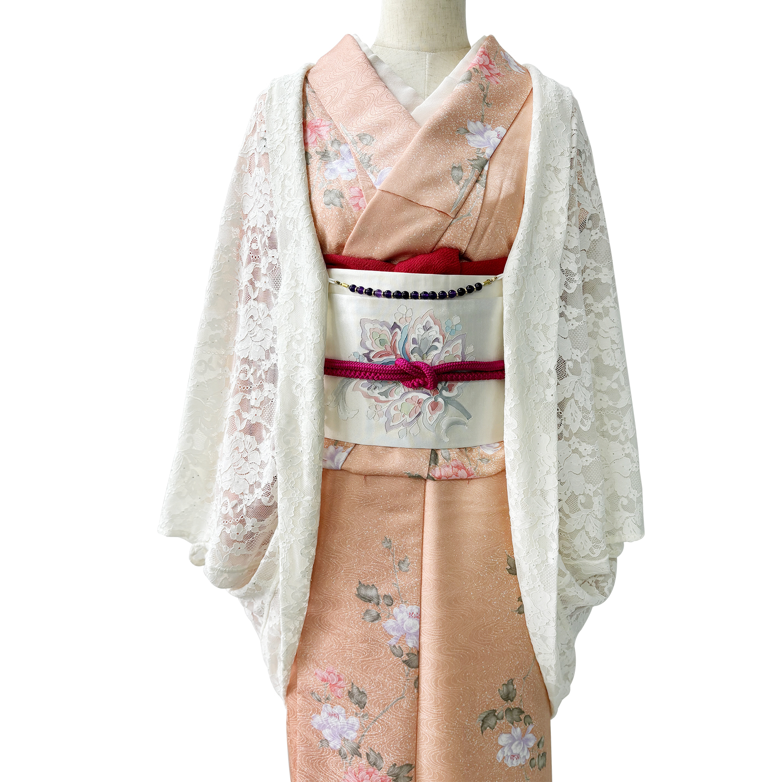 Monokimi モモンガコートのチェーン ショールのチェーン 全長18cm 玉8mm 紫