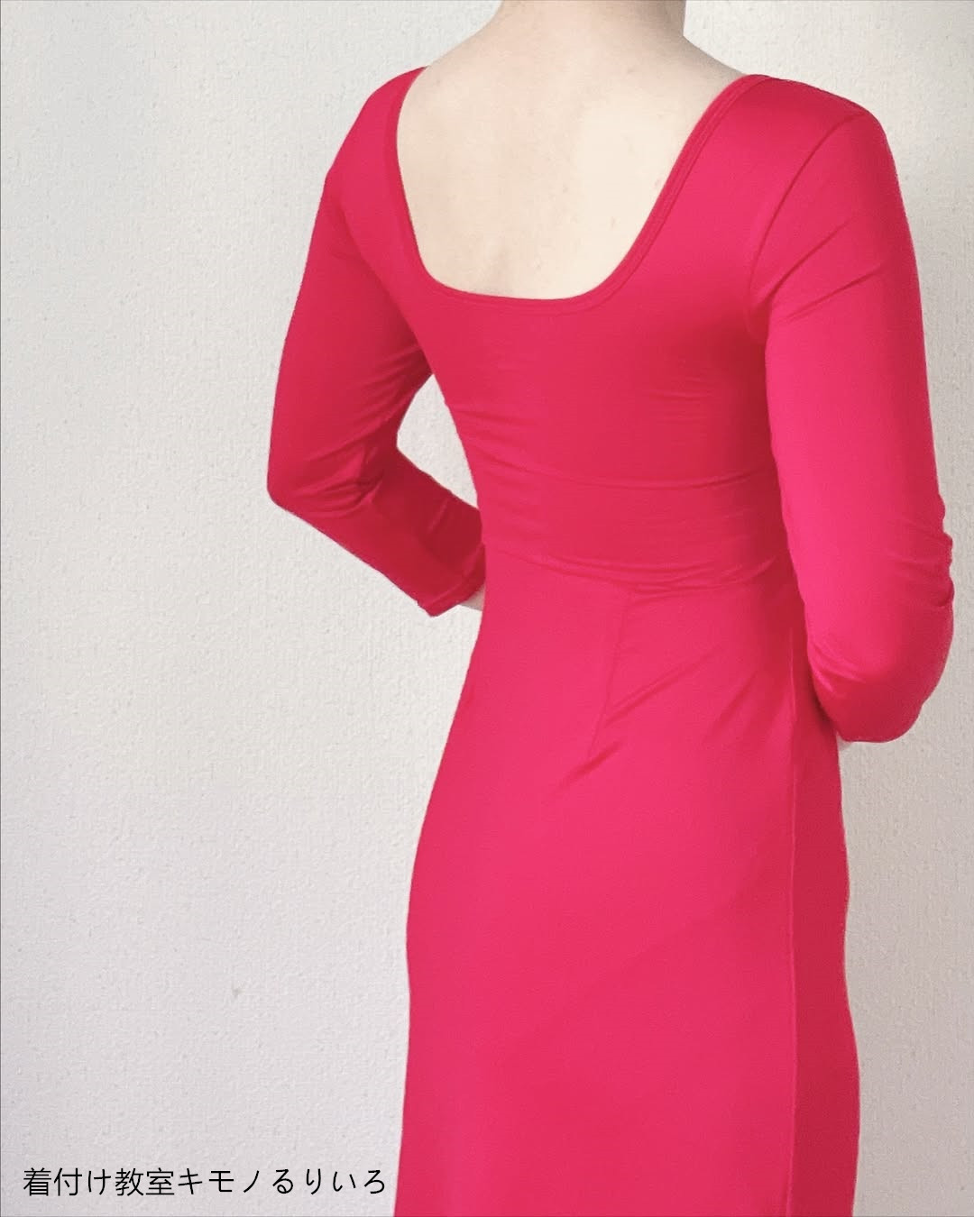 【極暖裏起毛】Monokimi和装ブラ付きスリップ  8分袖 1枚3役 胸補正機能付き 秋冬 防寒 保温  ファスナー式（赤色）