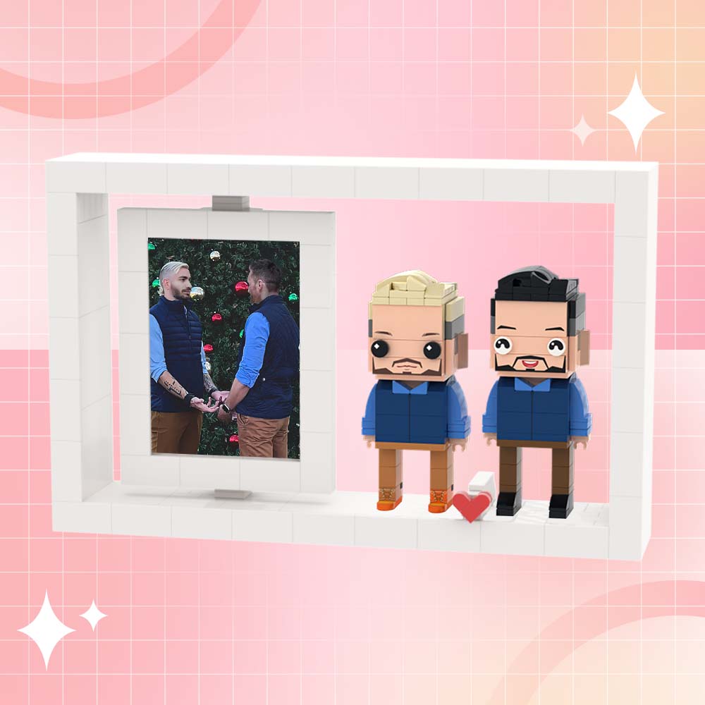 Full Body Customizable 2 People Photo Frame Best Friends Custom Brick Figures Small Particle Block Brick Me Figures
