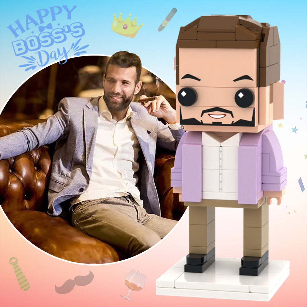 Boss's Day Gift Idea Full Body Customizable 1 Person Custom Brick Figures Small Particle Block Toy - MyCustomBrickheadz