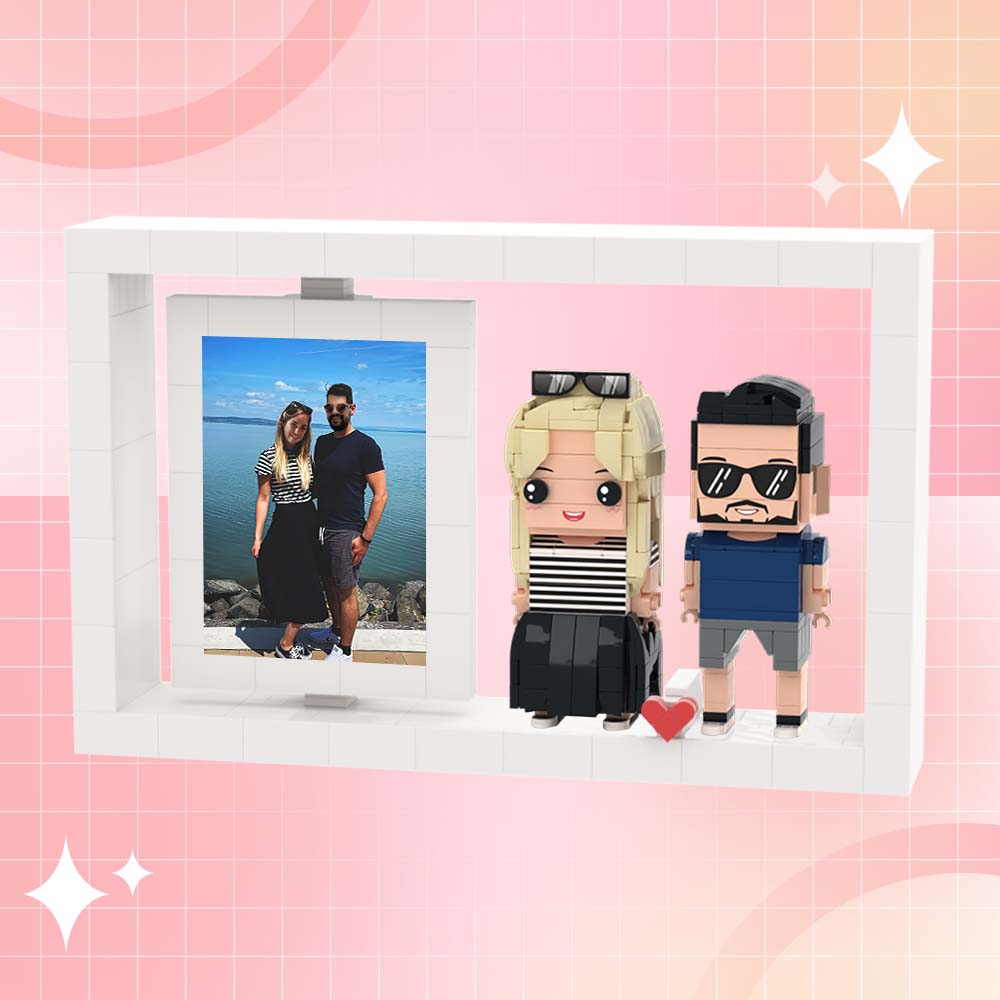 Full Body Customizable 2 People Photo Frame Travel Souvenirs Custom Brick Figures Small Particle Block Brick Me Figures
