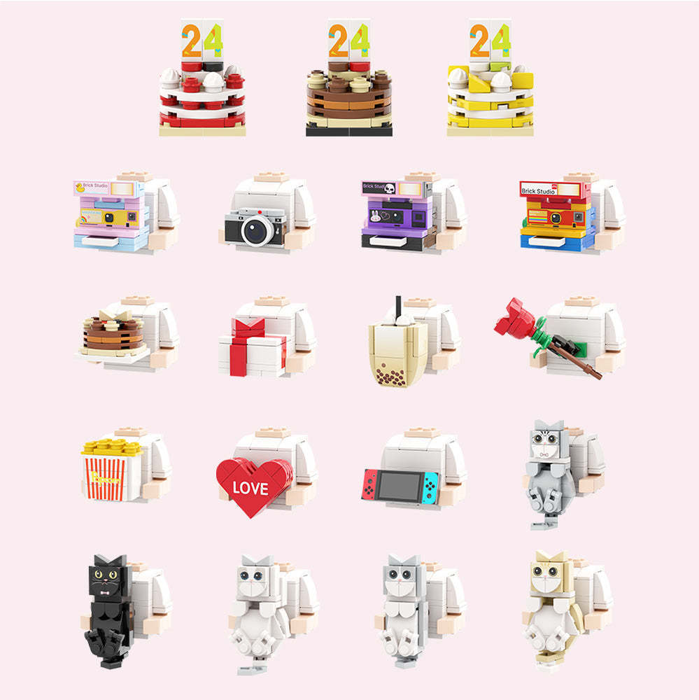 Custom Brirthday Brick Figures Personalized Sitting Brick Figures Small Particle Block Toy - MyCustomBrickheadz