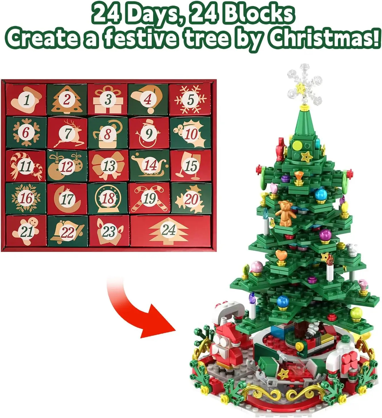 Flower Bouquet Advent Calendar Building Blocks – Christmas Countdown Blind Box - MyCustomBrickFigures