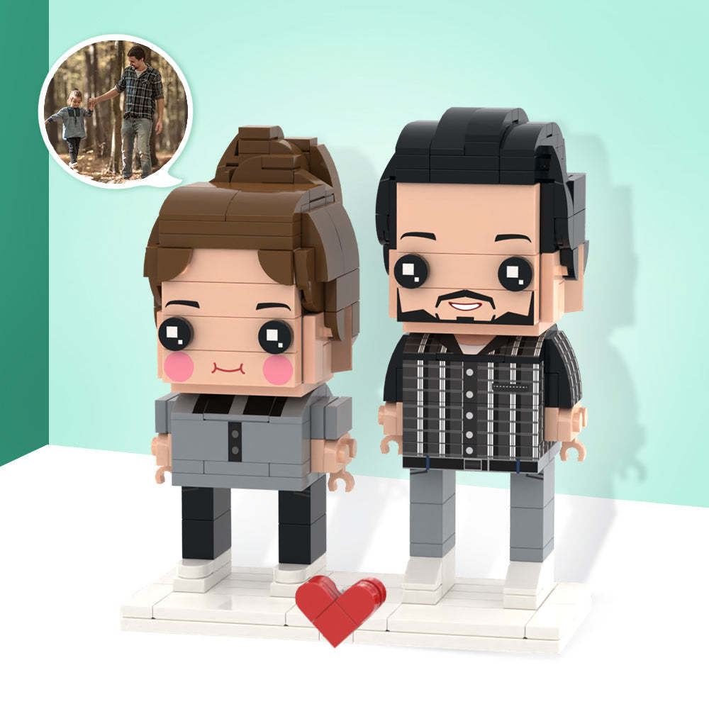 Father and Daughter Brick Figures Customizable Fully Body 2 People Custom Brick Figures - MyCustomBrickheadz