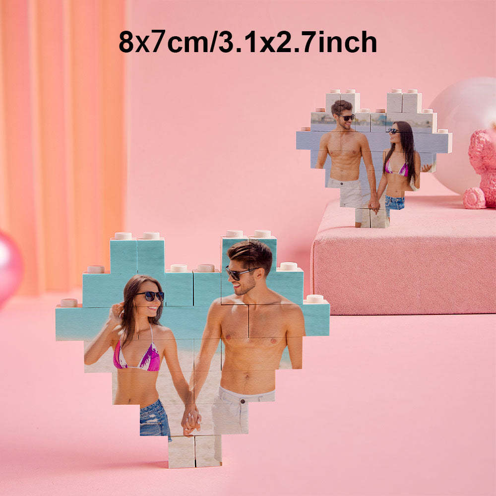Custom Photo Building Brick Personalized Music Code Block Heart Shaped Photo Block Gifts for Her - MyCustomBrickheadz