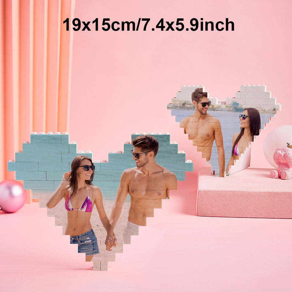 Custom Photo Building Brick Personalized Music Code Block Heart Shaped Photo Block Gifts for Her - MyCustomBrickheadz