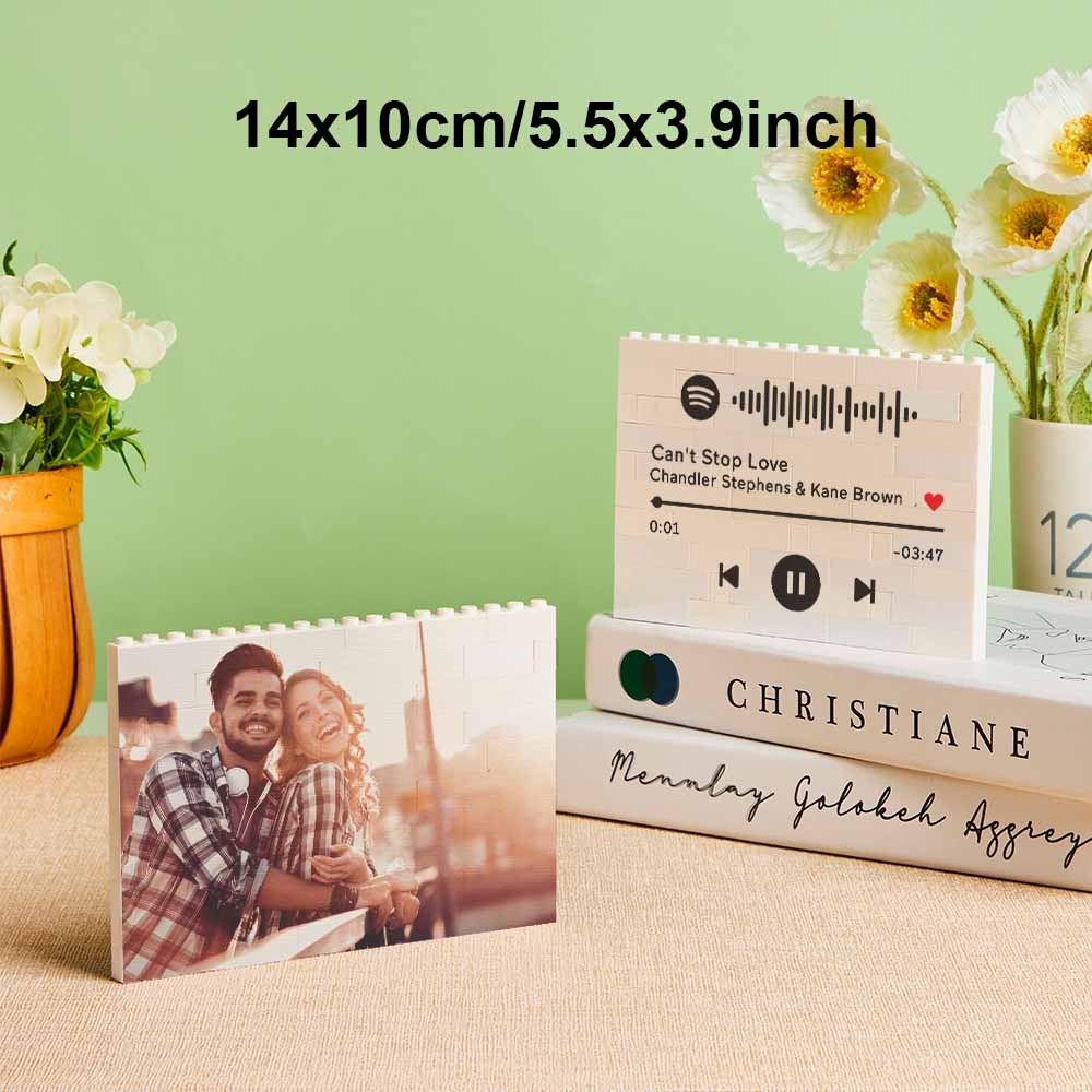 Custom Photo Building Brick Personalized Music Code Block Heart Shaped Photo Block Gifts for Her - MyCustomBrickheadz