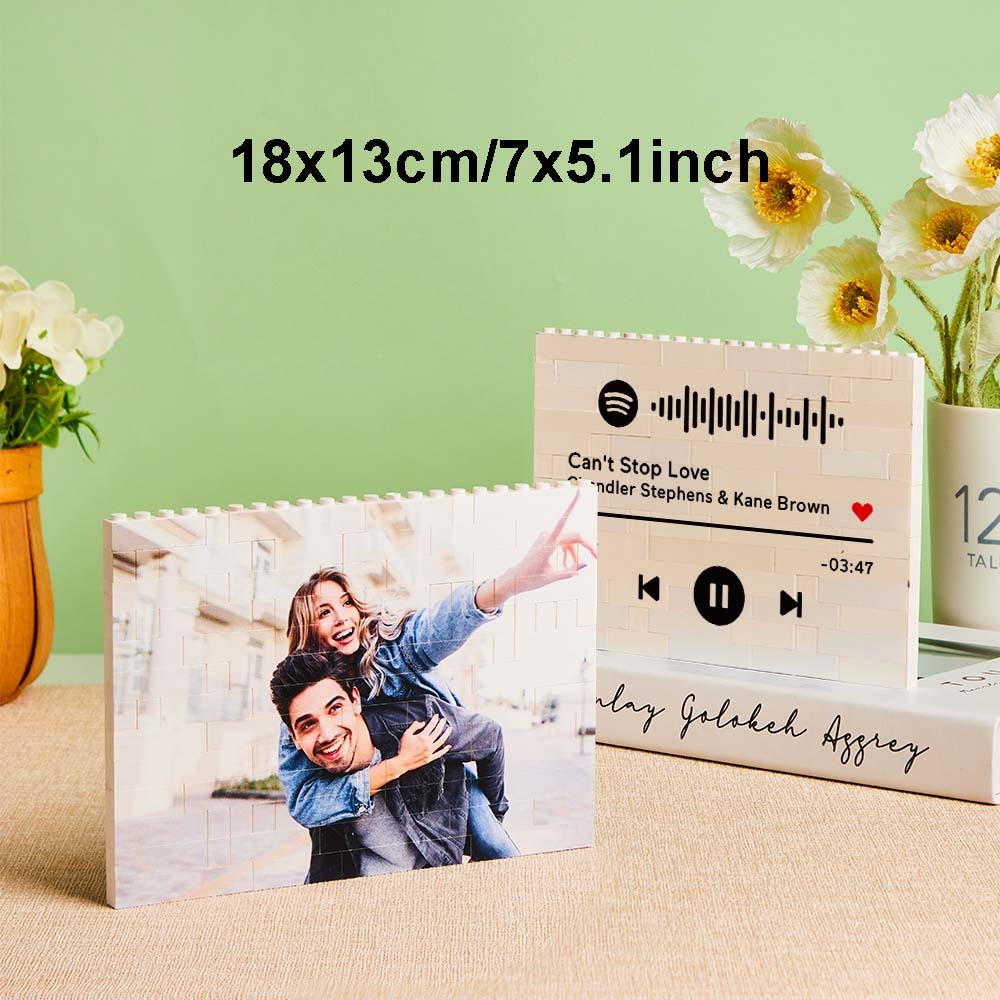 Custom Photo Building Brick Personalized Music Code Block Heart Shaped Photo Block Gifts for Her - MyCustomBrickheadz