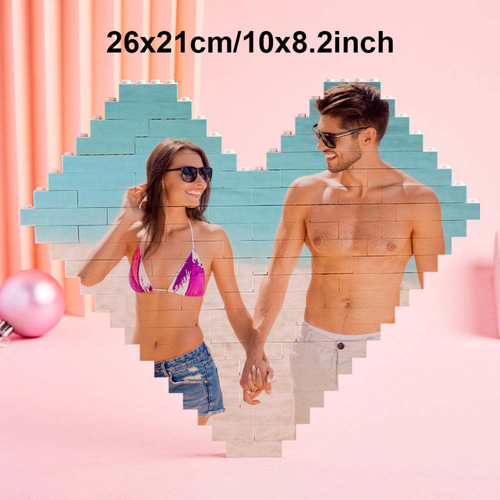 Custom Photo Building Brick Personalized Music Code Block Heart Shaped Photo Block Gifts for Her - MyCustomBrickheadz
