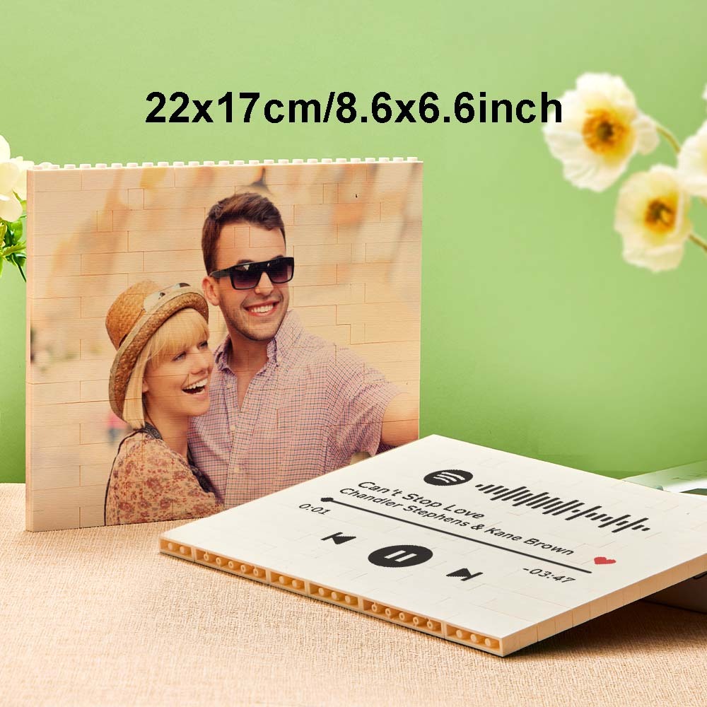 Custom Photo Building Brick Personalized Music Code Block Heart Shaped Photo Block Gifts for Her - MyCustomBrickheadz