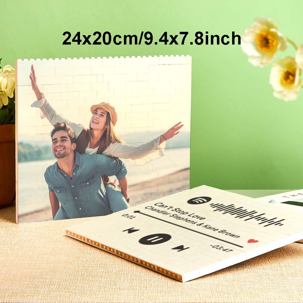 Custom Photo Building Brick Personalized Music Code Block Heart Shaped Photo Block Gifts for Her - MyCustomBrickheadz